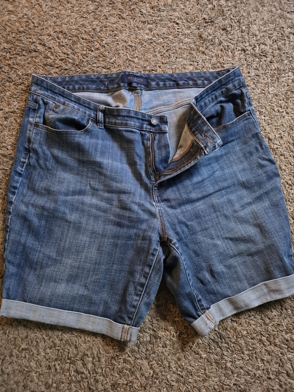 Talbots Mid-Rise Cuffed Denim Shorts - Blue Wash